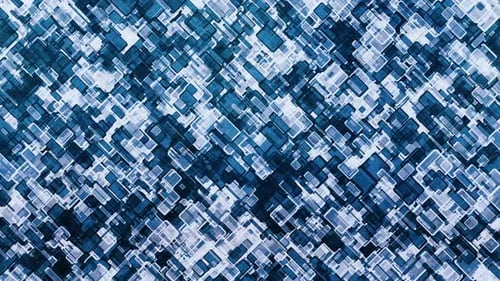 Abstract Blue and White Digital Squares Geometric Pattern Background Loop