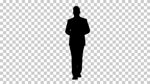 Silhouette Geschäftsmann zu Fuß, Alpha Channel