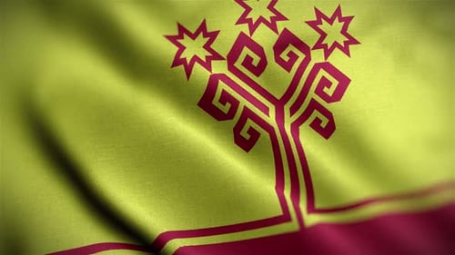 Chuvashia National Flag with Tree of Life Waving Motion
