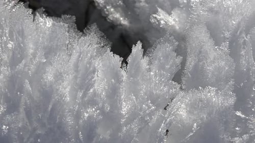 Icy Crystal Geometric Patterns in Sunlight