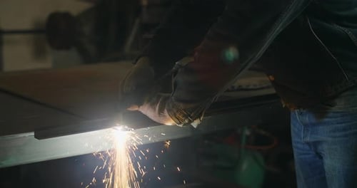 Locksmith Cuts Metal with a Plasma Cutter Metalcutting By Gas Cutter with Sparks Prores HQ