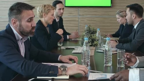 Business Professionals Meeting at Conference Table