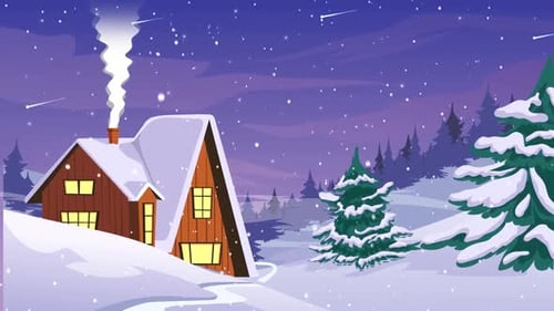 Animated Avatar Profile Reveal and Snowy Winter Village Scene