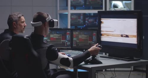 Man in VR Headset Controls Mars Rover