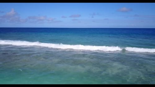 Un Zumbido aéreo fotografiado abstracto de la relajante vida silvestre de la playa junto al mar turquesa y el fondo de arena blanca