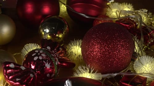 Christmas Baubles and Fairy Lights Still Life