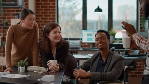 Diverse Team Collaborating in Modern Office Workspace