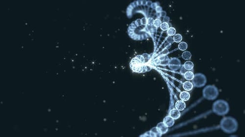 DNA Kette mit Partikeln glänzen