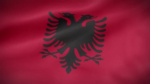 Albania National Flag Waving Seamless Loop Animation