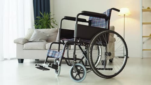 Empty Wheelchair in Bright and Modern Living Room