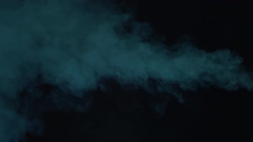 Cyan Smoke Cloud Flowing on Black Background
