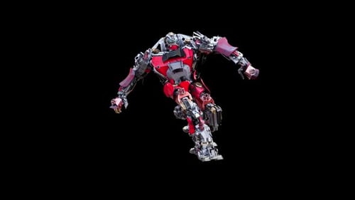 3D Animated Red Robot Character Loop on Alpha Channel