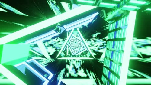 Sci Fi Bright Triangle Tunnel Vj Loop Background HD