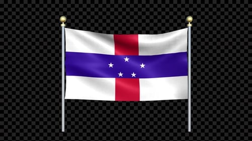 Netherlands Antilles Flag Waving Animation with Alpha Channel