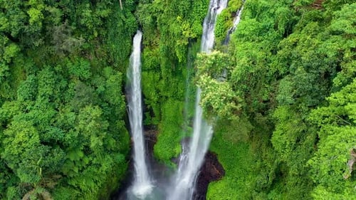 Sekumpul waterfall, Bali, Indonesia, Aerial view on the waterfall