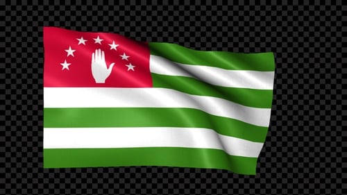 Abkhazia Flag Waving Animation with Alpha Channel