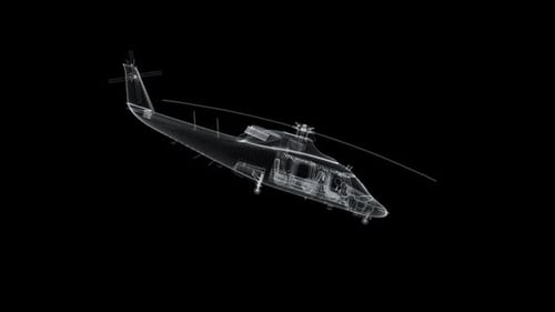 Futuristic Holographic Rotating Helicopter Wireframe Animation