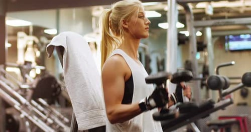 Woman Lifting Dumbbells at the Gym