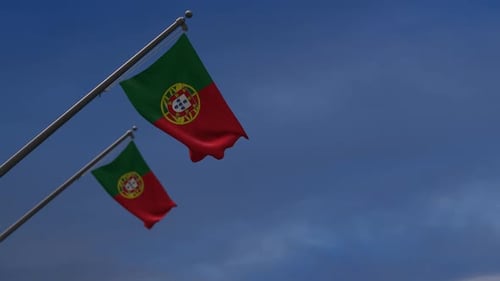 Realistic Portuguese Flag Waving in Wind Loop