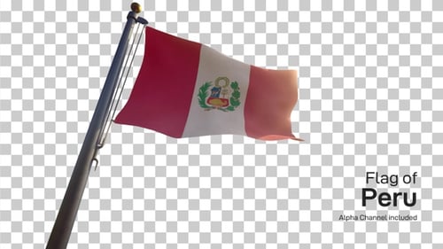 Realistic Waving Peru Flag Animation on Transparent Background