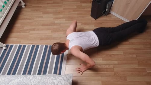 Man Exercising Top View Slow Motion