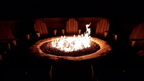 Bright Fire Pit Flames at Night