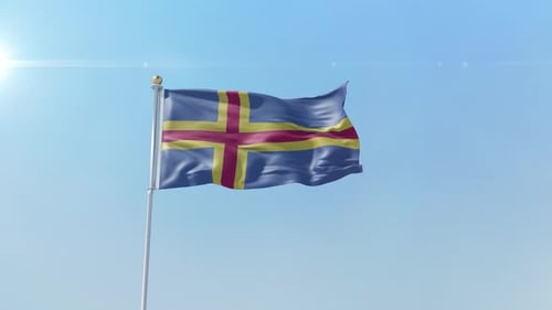 Realistic Waving Flag Animation against Blue Sky
