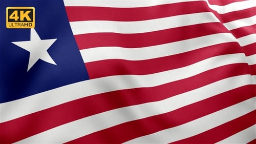 Realistic Waving Flag of Liberia Motion Background
