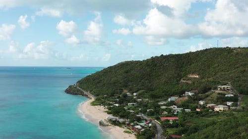 Drone footage of sand beach in the Caribbean