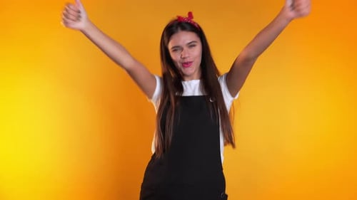 Woman Dancing and Gesturing Happily