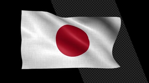 Realistic Japan Flag Waving Seamless Loop Animation