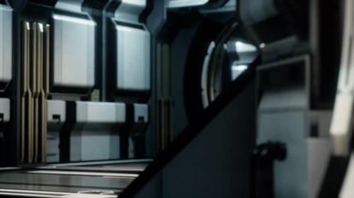 3D-Rendering eines realistischen SciFi-Raumschiffkorrid