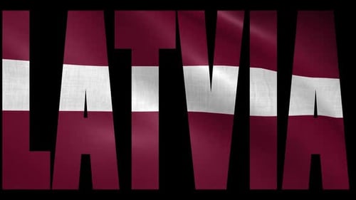 Latvia Flag Waving Text Title Animation