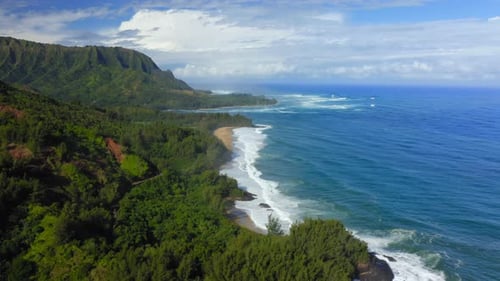 Picturesque Aerial View Over the Peaceful Seascape with Beautiful Tropical Island