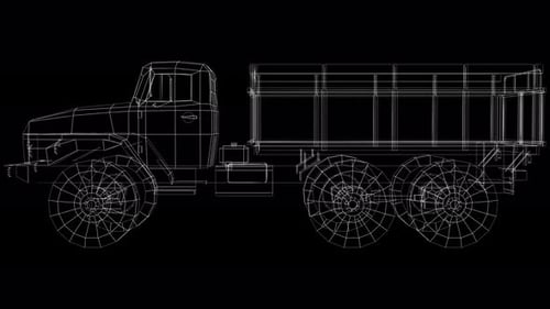 Low Poly 3D Car Truck Wireframe