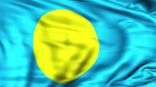 Realistic Palau Flag Waving Seamless Loop Background