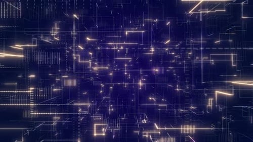 Futuristic Digital Network Grid Data Flow Background