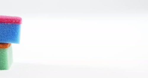 Close-up of multicolor cleaning sponge