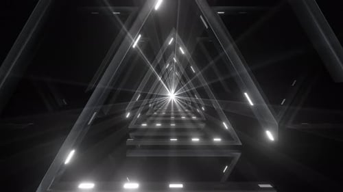 4k White Triangle Flashing Light Tunnel