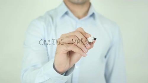 Writing Online Marketing Strategy on Glass Surface