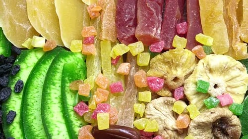 Colorful Variety of Delicious Dried Fruits Close Up