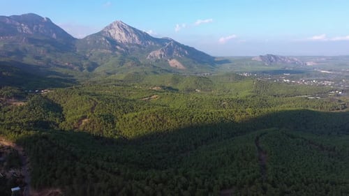 Aerial View to Green Mountain Slopes