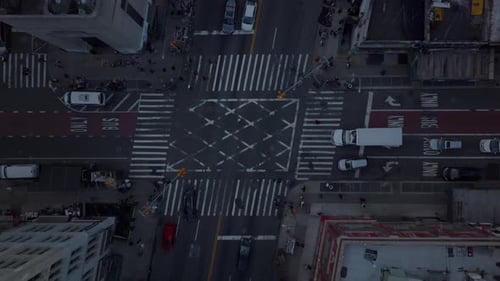 Busy City Intersection Aerial View