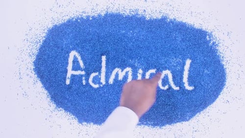 Hand Writes Admiral in Blue Specks