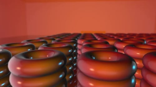 3d orange shapes room background