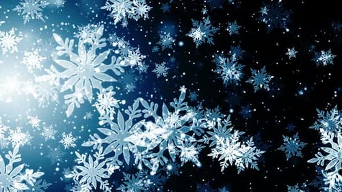 Decorative Animated Falling Snowflakes Winter Background Loop