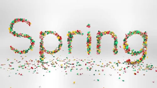 multicolored 3d letters forming the word Spring animation