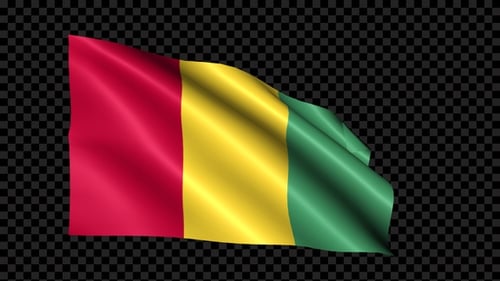 Waving Flag of Guinea Animation with Alpha Channel