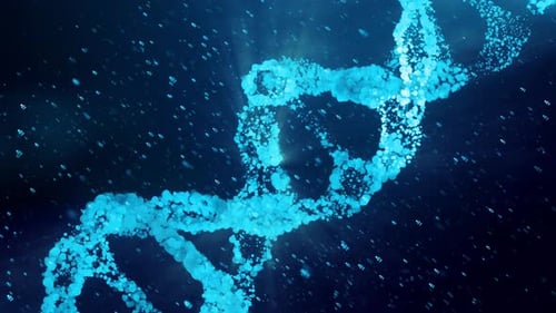 Animated DNA Helix Structure with Digital Particle Effect