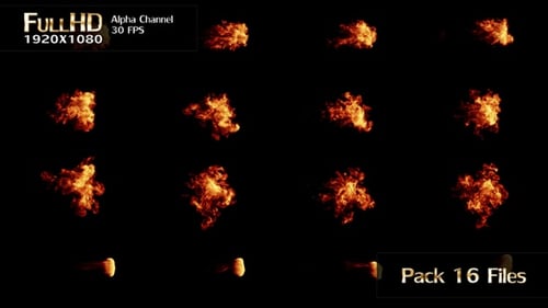 Realistic Fluid Fire Bursts Elements Pack